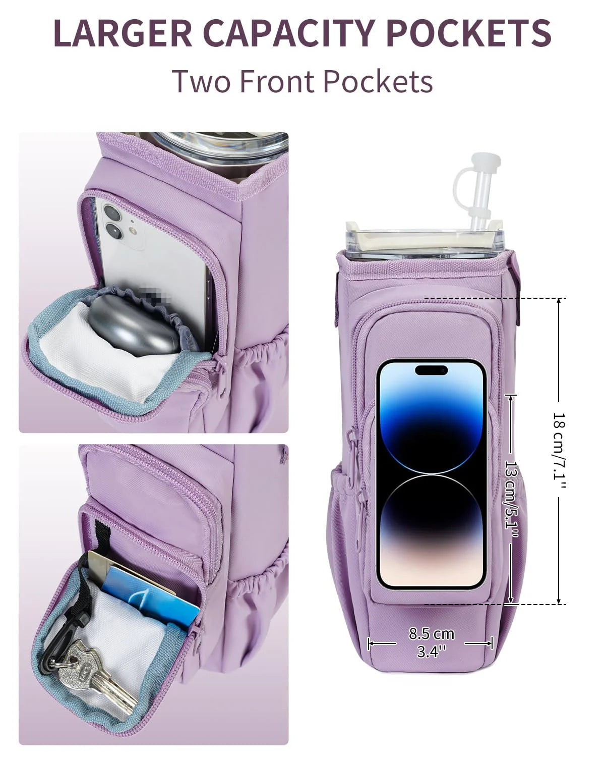 Borsa a tracolla regolabile con portabicchiere termico per 40 oz