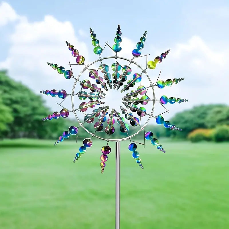Scultura cinetica alimentata dal vento Magico mulino a vento in metallo