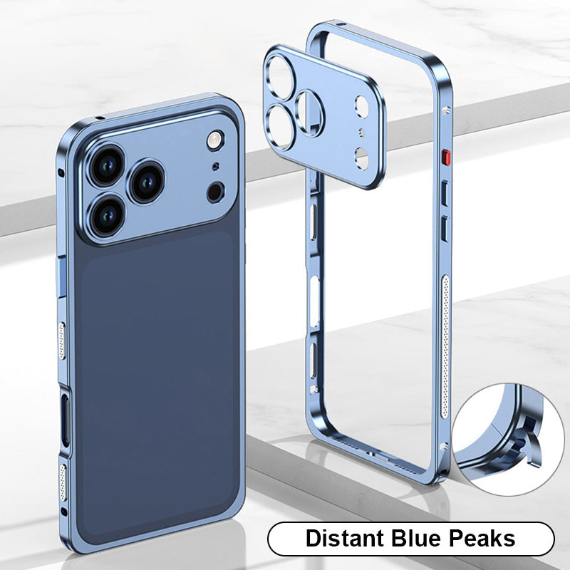 Custodia per cellulare con lente in metallo e telaio in lega di alluminio