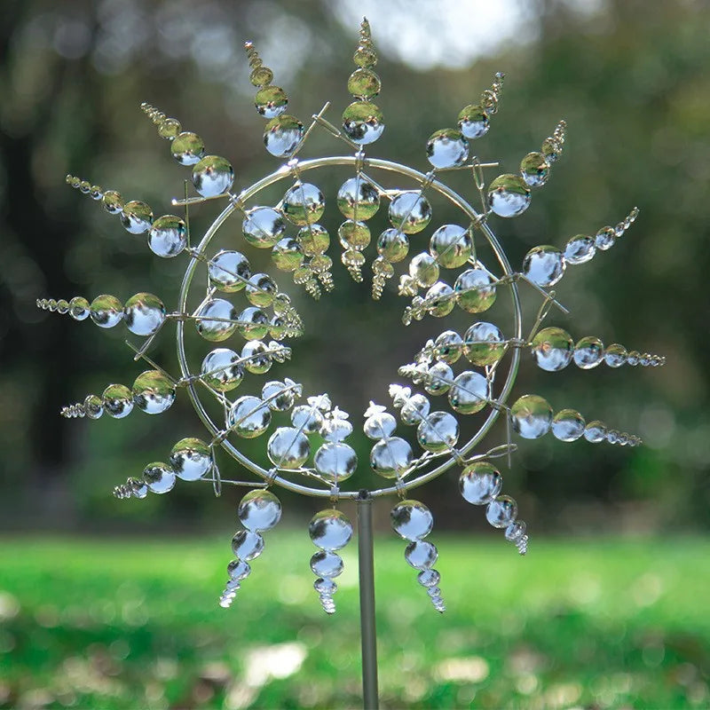 Scultura cinetica alimentata dal vento Magico mulino a vento in metallo