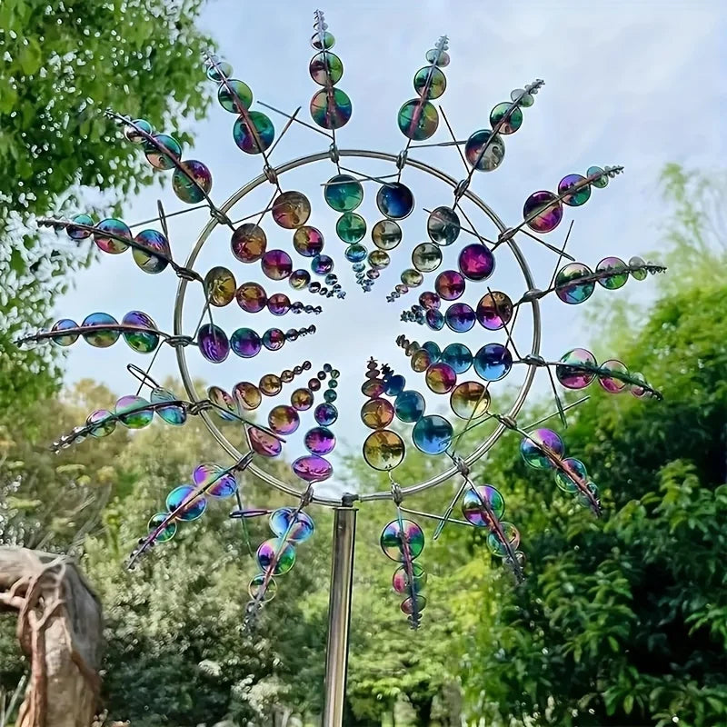 Scultura cinetica alimentata dal vento Magico mulino a vento in metallo