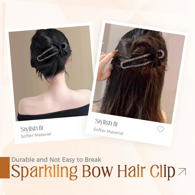 Elegante fermaglio per capelli nero con fiocco scintillante