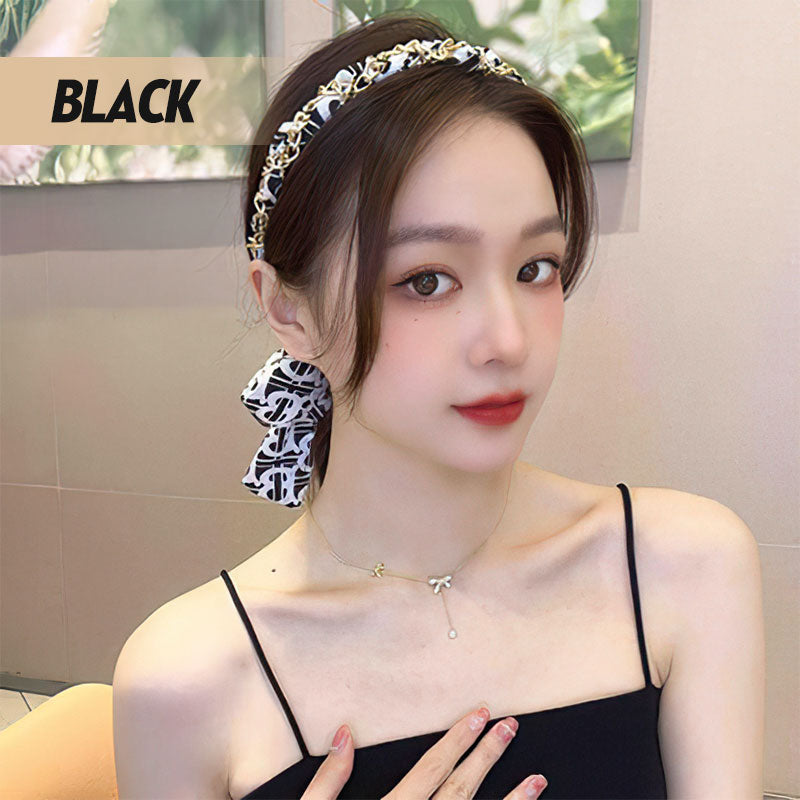 Fascia per capelli con strass e fior