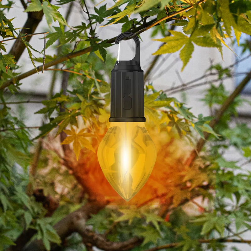 Lampada da campeggio all'aperto appesa con ricarica Type-C a lampadina retrò