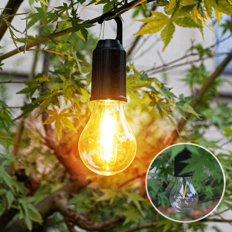 Lampada da campeggio all'aperto appesa con ricarica Type-C a lampadina retrò