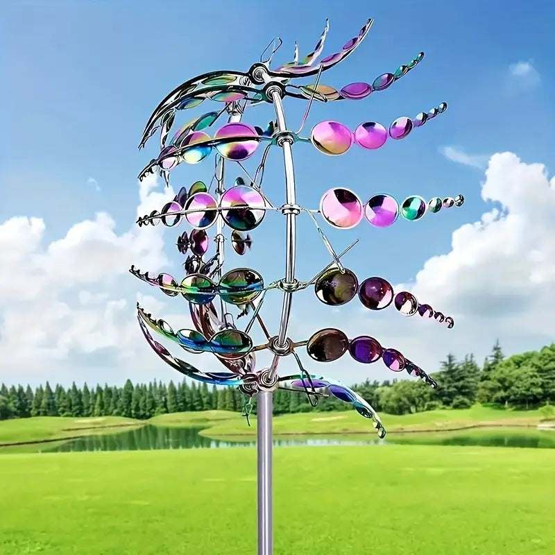 Scultura cinetica alimentata dal vento Magico mulino a vento in metallo