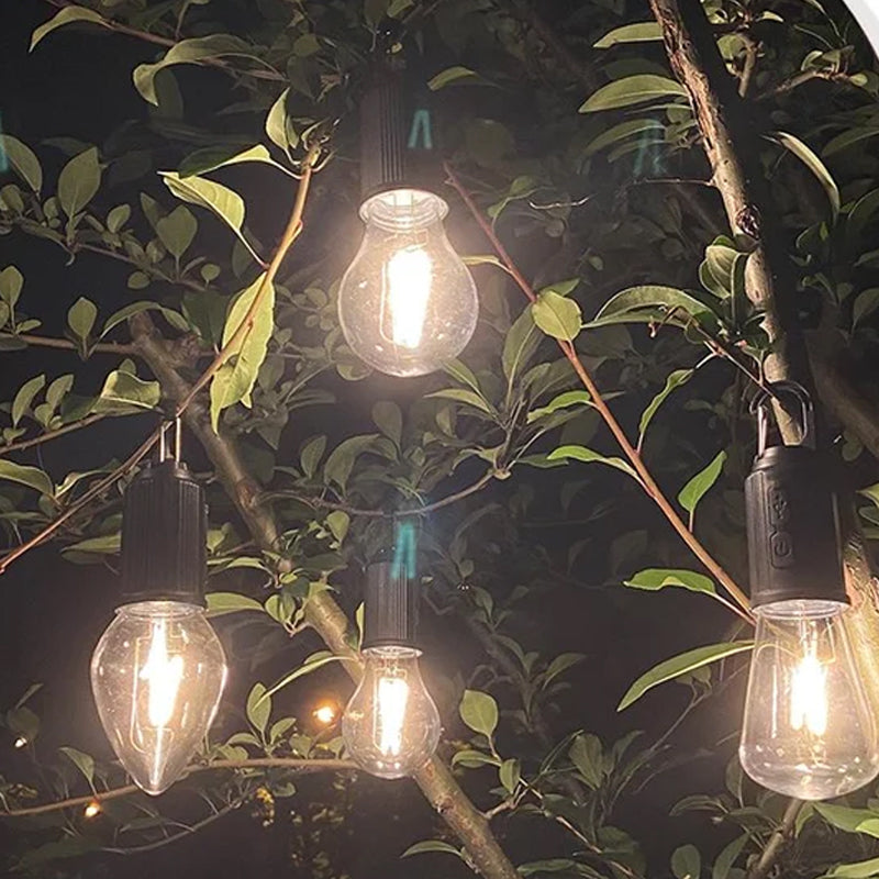 Lampada da campeggio all'aperto appesa con ricarica Type-C a lampadina retrò