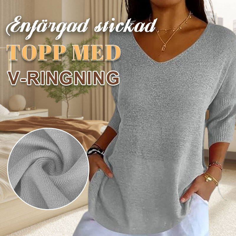 Top in maglia a tinta unita con scollo a V