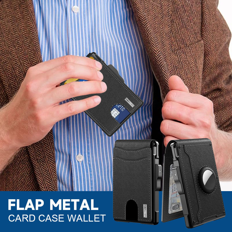 Portafoglio con custodia per carte di credito in metallo con patta
