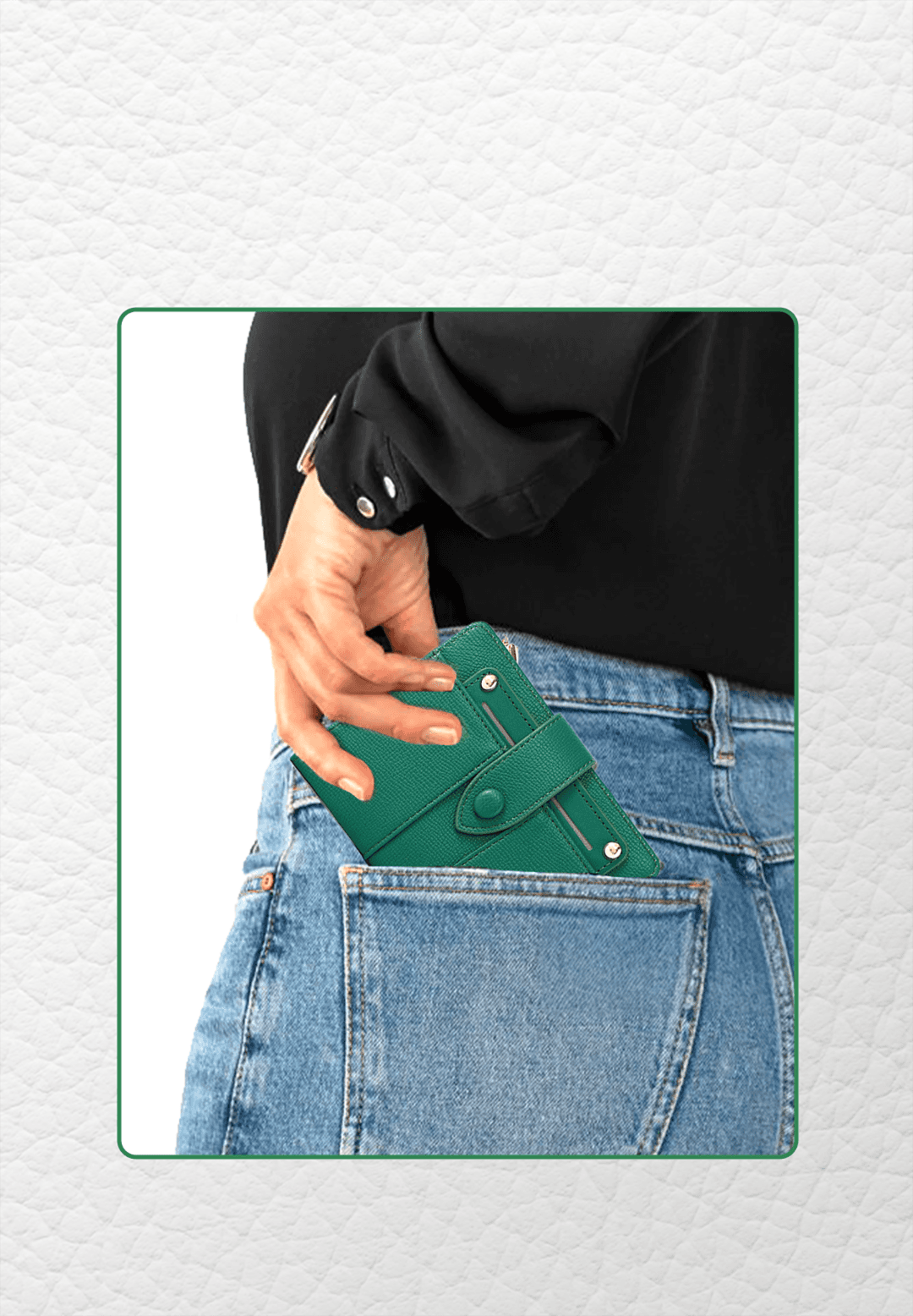 Portafoglio a vapore con zip in pelle