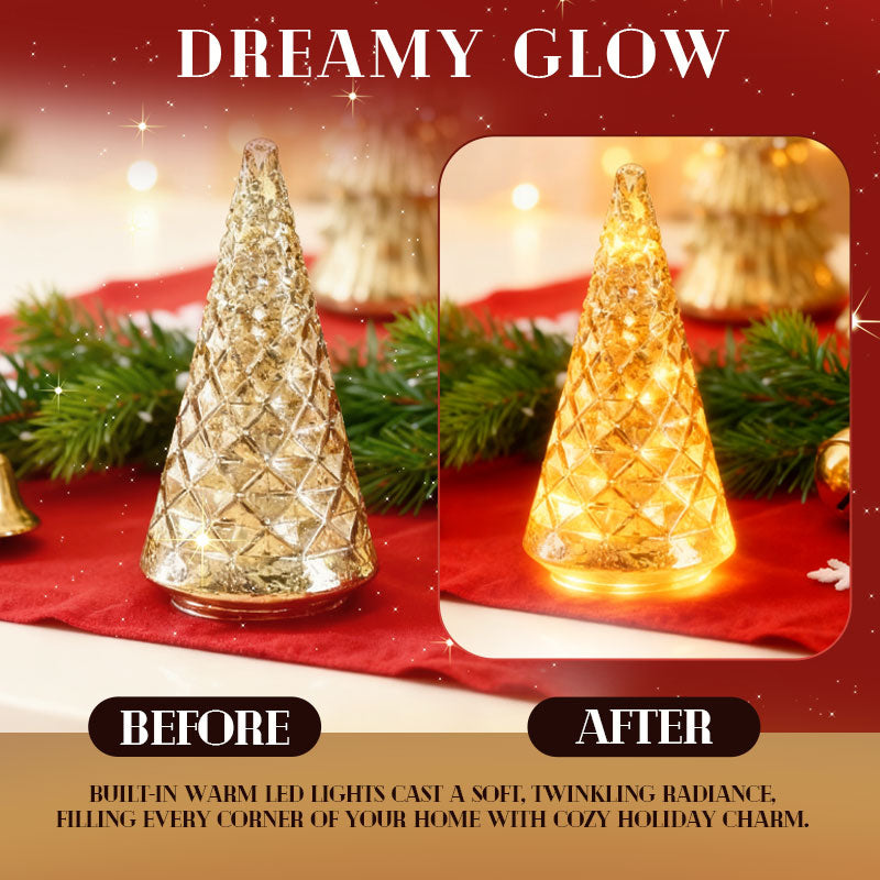 ✨ Natale scintillante – set con albero di Natale illuminato in vetro mercurio ✨