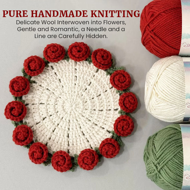 Bouquet di sottobicchieri di lana creativa con rose