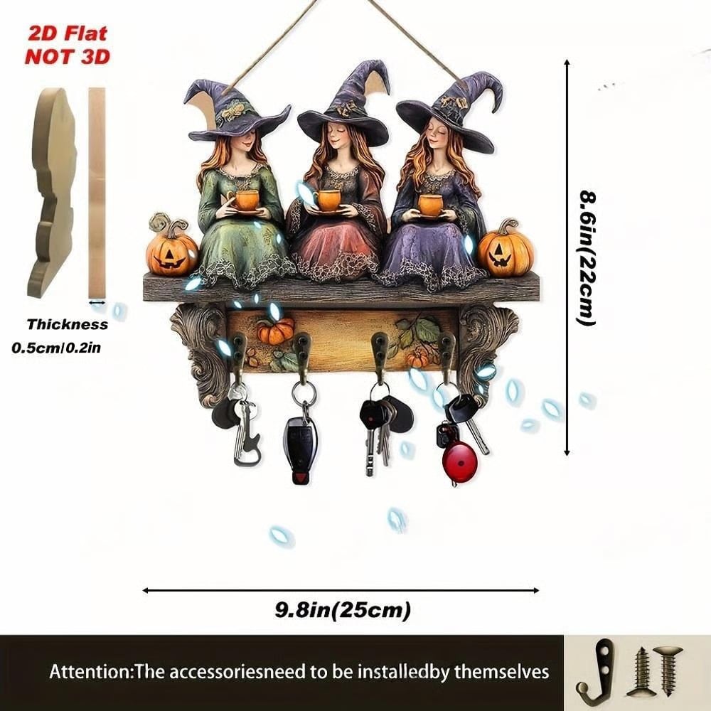 π2025 Halloween Strega Portachiavi Decorazione da Parete in Legno