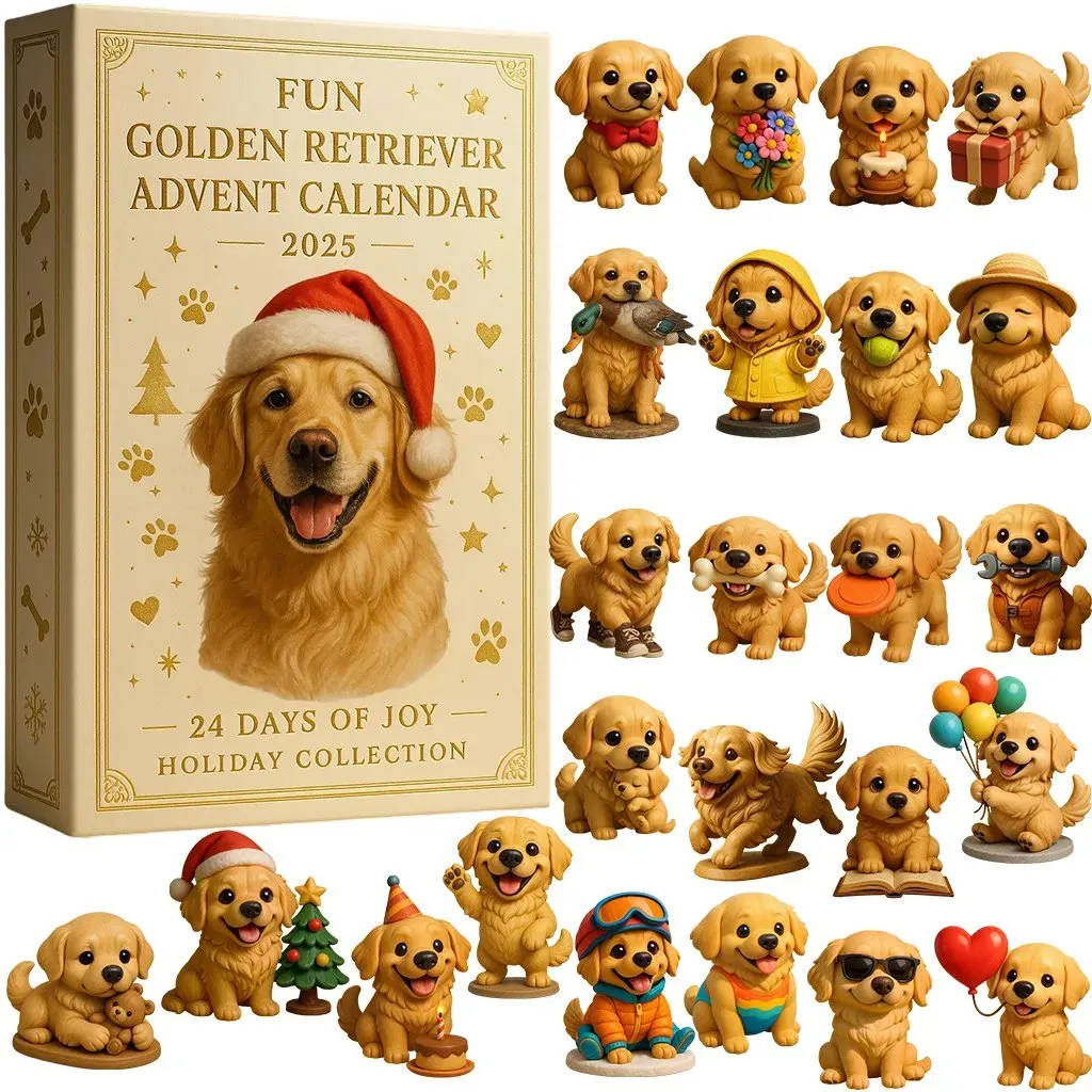 Divertente calendario dell'Avvento con Golden Retriever 2025