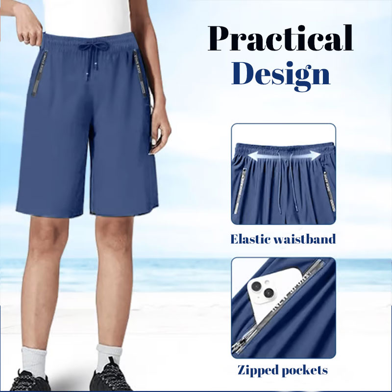 ❄️🩳Pantaloncini elasticizzati ad asciugatura rapida in seta ghiaccio
