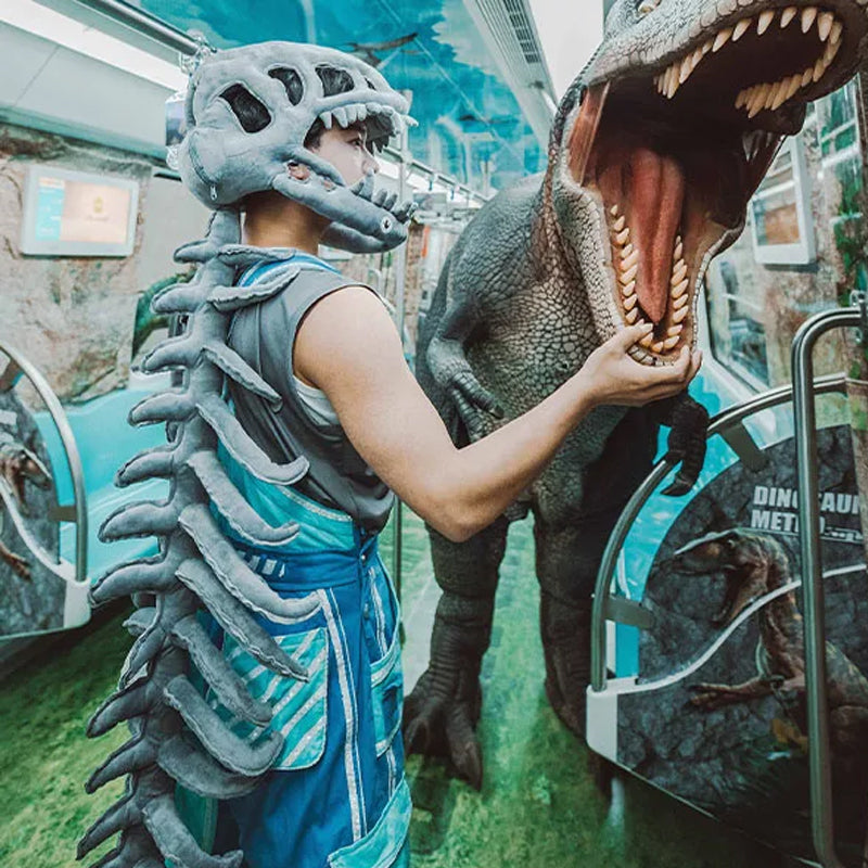 Set costume scheletro di dinosauro realistico