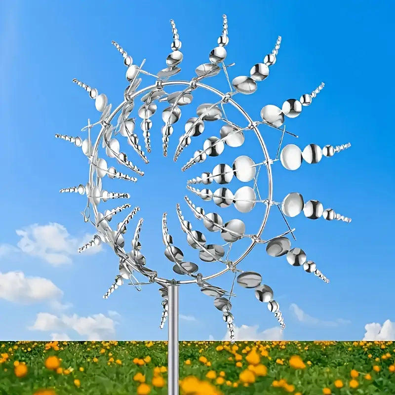 Scultura cinetica alimentata dal vento Magico mulino a vento in metallo