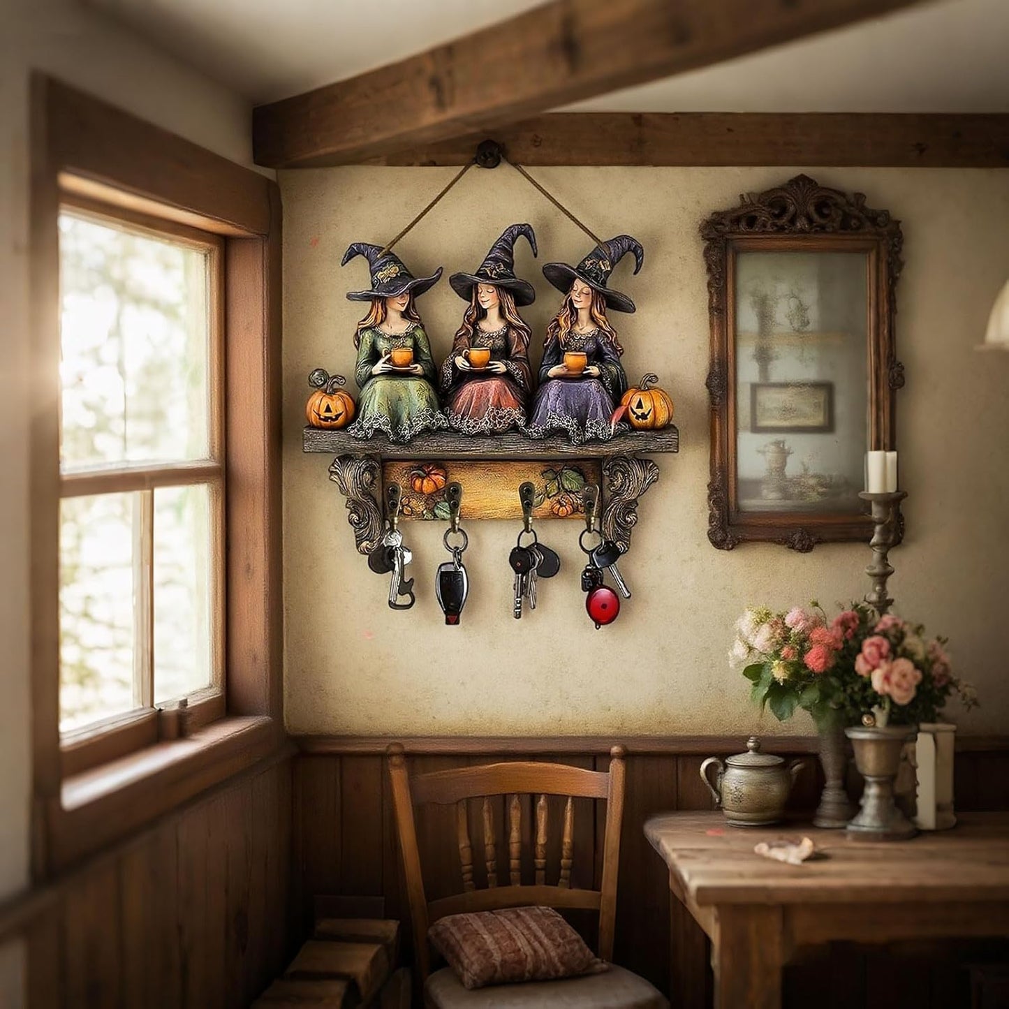 π2025 Halloween Strega Portachiavi Decorazione da Parete in Legno