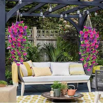 Decorazione perfetta per il giardino- 🌺 Vite di fiori artificiali appesi ornamenti