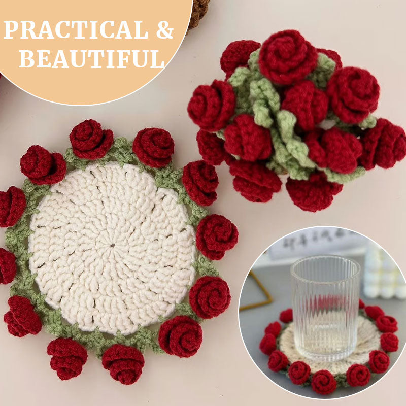 Bouquet di sottobicchieri di lana creativa con rose