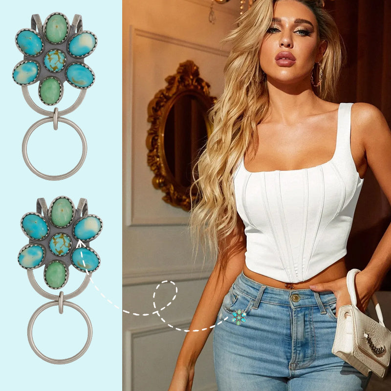 🌼 Portachiavi con clip per borsa Turquoise Bloom – Trova le tue chiavi con stile