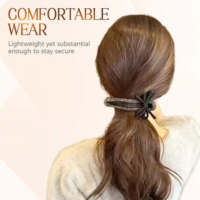 Elegante fermaglio per capelli nero con fiocco scintillante