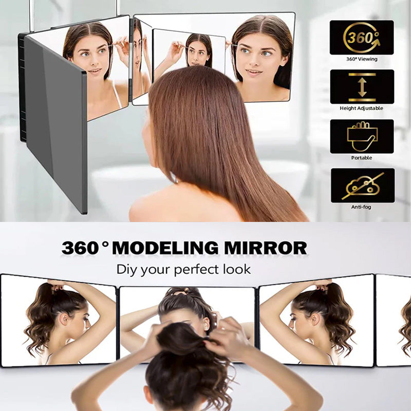 Multi Angle Folding Mirror for Self Haircutting - Head Back View Available