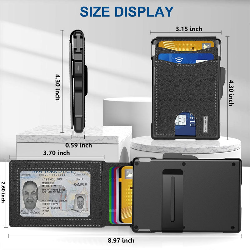 Portafoglio con custodia per carte di credito in metallo con patta