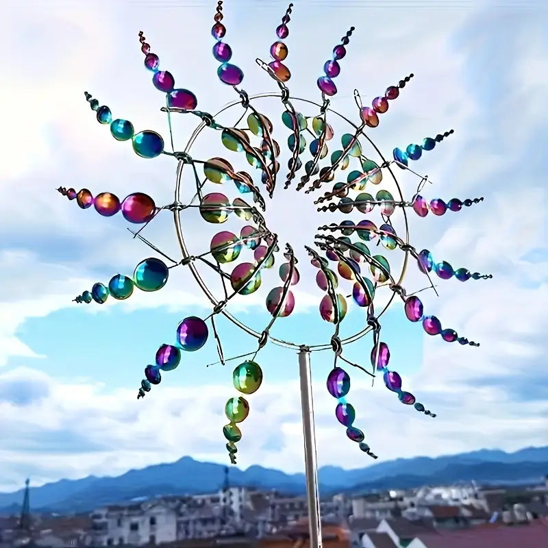 Scultura cinetica alimentata dal vento Magico mulino a vento in metallo