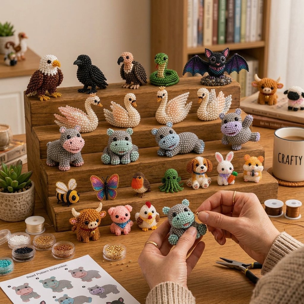 🧵✨ Kit fai da te per creare piccoli animaletti in 3D con perline
