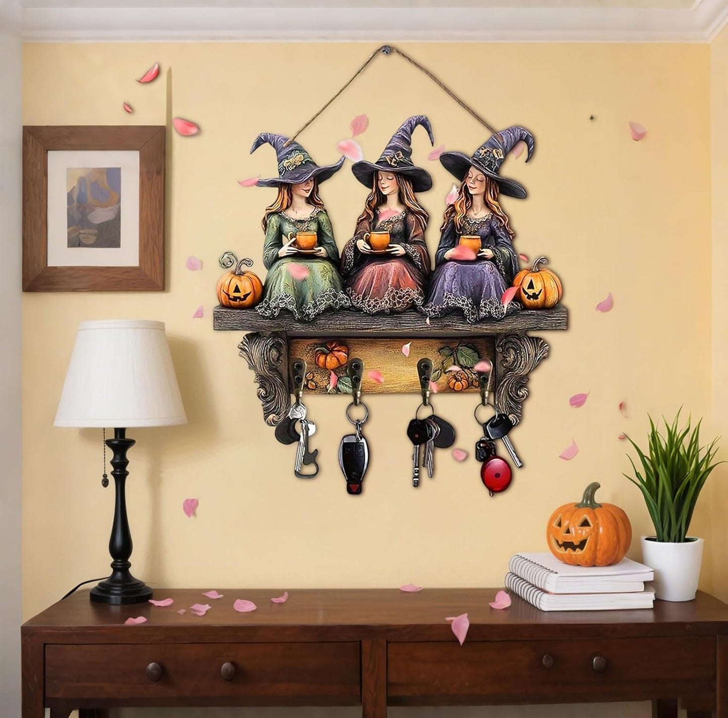 π2025 Halloween Strega Portachiavi Decorazione da Parete in Legno