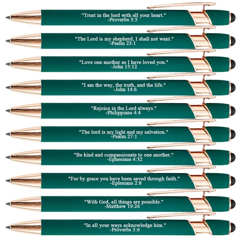 ❤️🙌Trova la forza quotidiana: Penne Premium con versi biblici di conforto - 10 pezzi (set regalo)