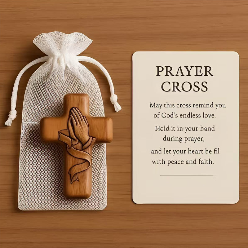 💕✝️Carta tascabile con croce di preghiera in legno💯🪵Regalo 3D intagliato a mano per i tuoi cari!