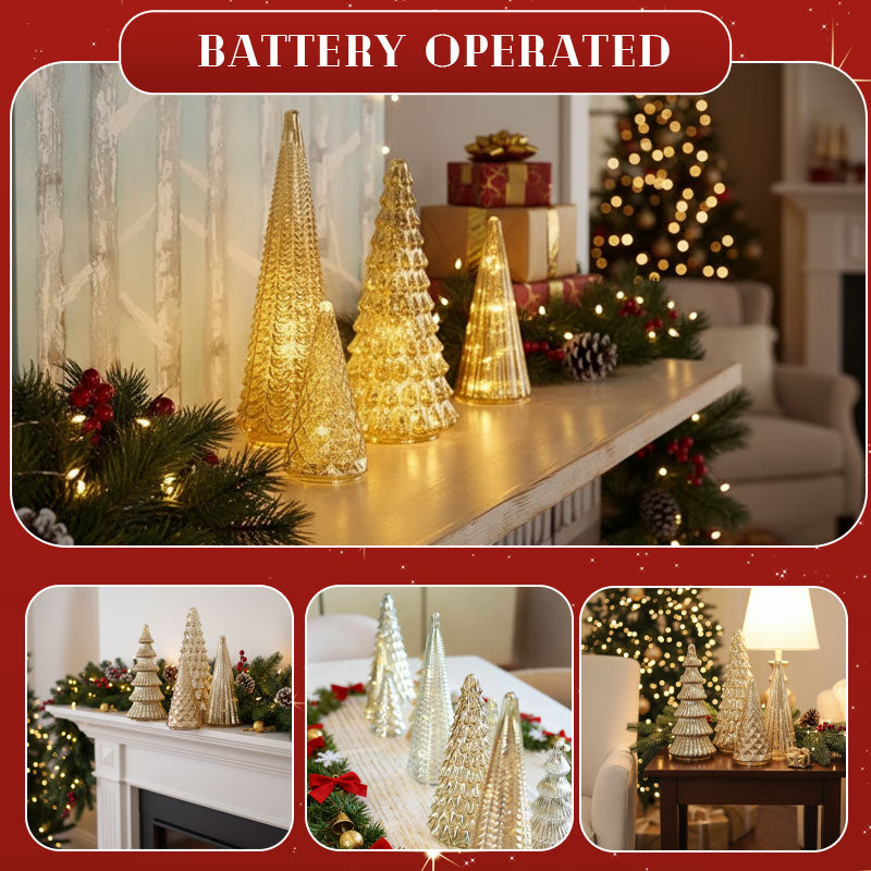 ✨ Natale scintillante – set con albero di Natale illuminato in vetro mercurio ✨