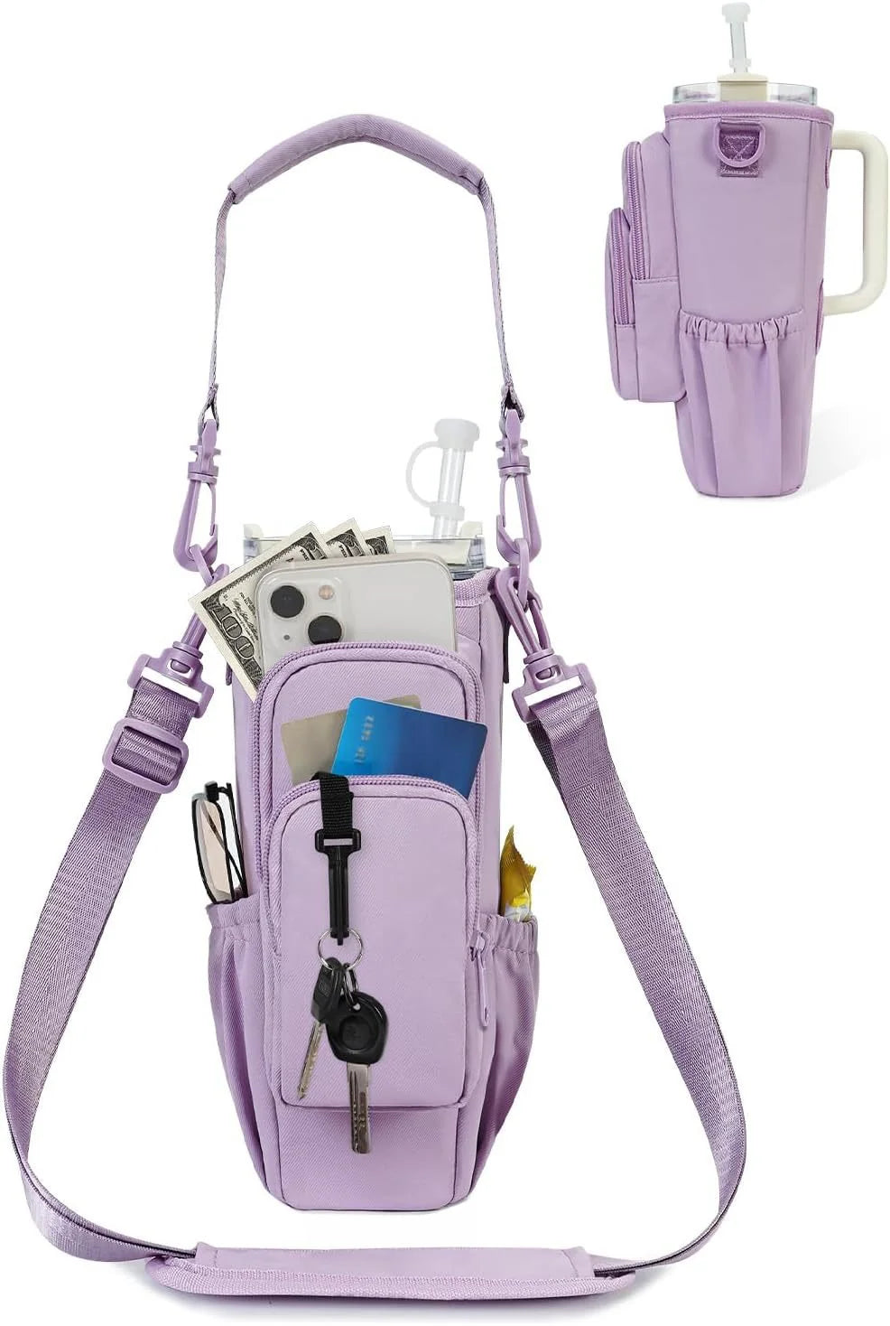 Borsa a tracolla regolabile con portabicchiere termico per 40 oz
