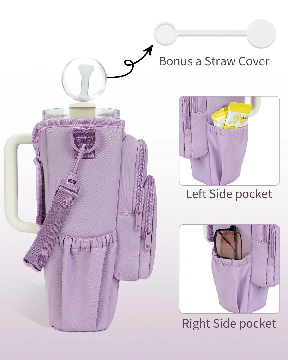 Borsa a tracolla regolabile con portabicchiere termico per 40 oz