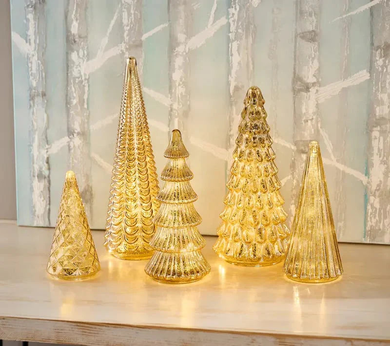✨ Natale scintillante – set con albero di Natale illuminato in vetro mercurio ✨