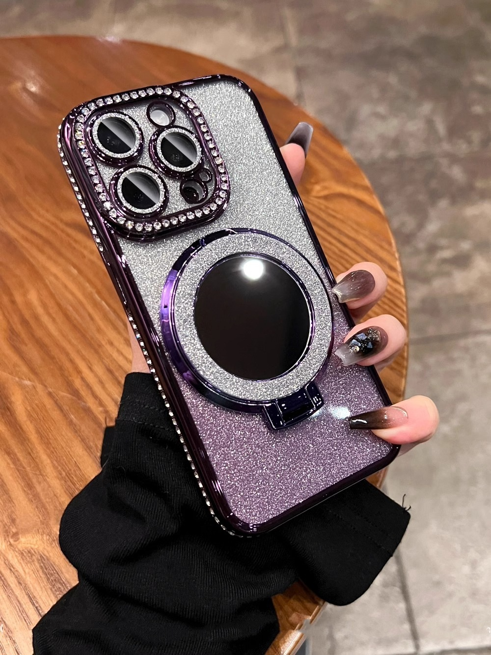 📲✨Custodia protettiva per specchio trucco con glitter sfumato