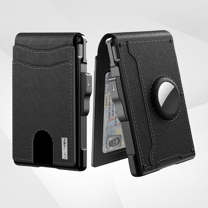 Portafoglio con custodia per carte di credito in metallo con patta