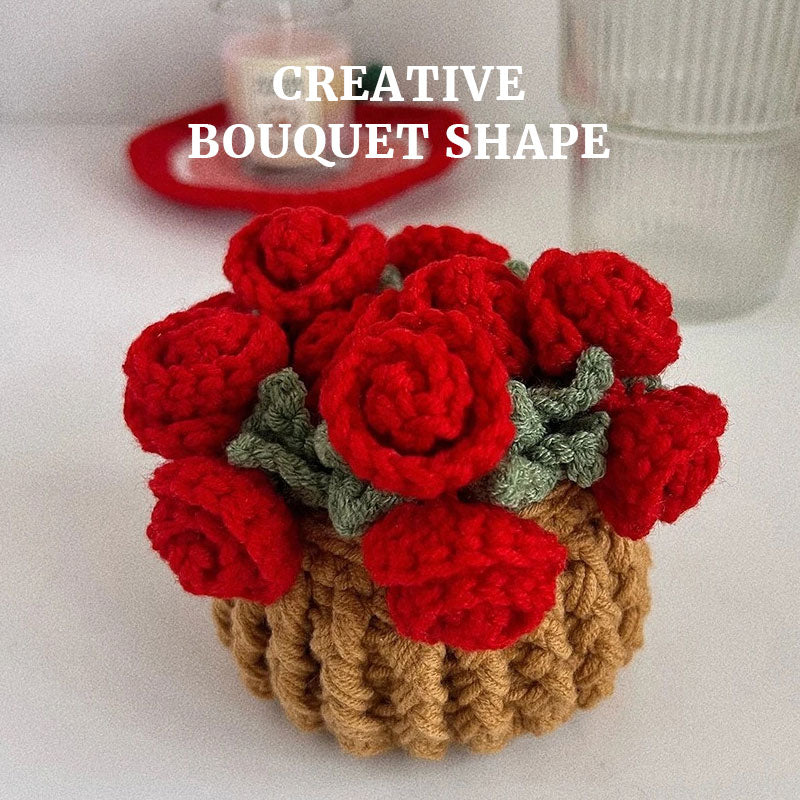 Bouquet di sottobicchieri di lana creativa con rose