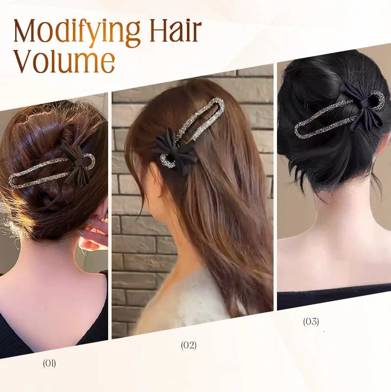 Elegante fermaglio per capelli nero con fiocco scintillante