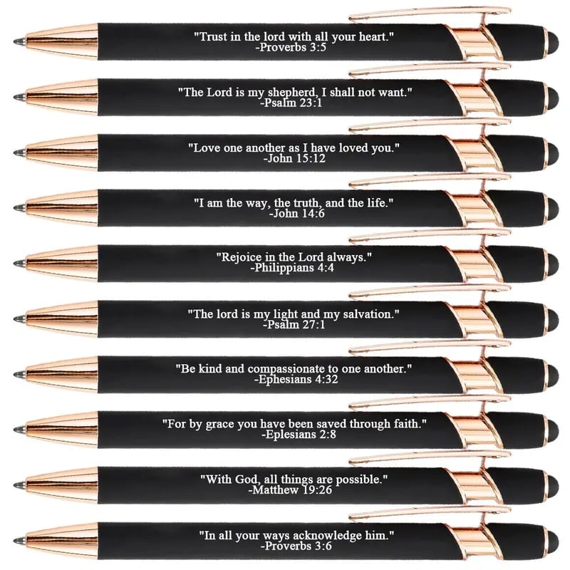 ❤️🙌Trova la forza quotidiana: Penne Premium con versi biblici di conforto - 10 pezzi (set regalo)