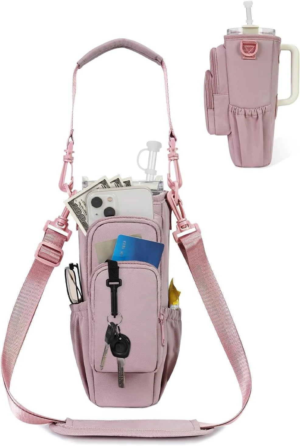 Borsa a tracolla regolabile con portabicchiere termico per 40 oz