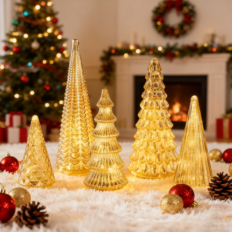 ✨ Natale scintillante – set con albero di Natale illuminato in vetro mercurio ✨
