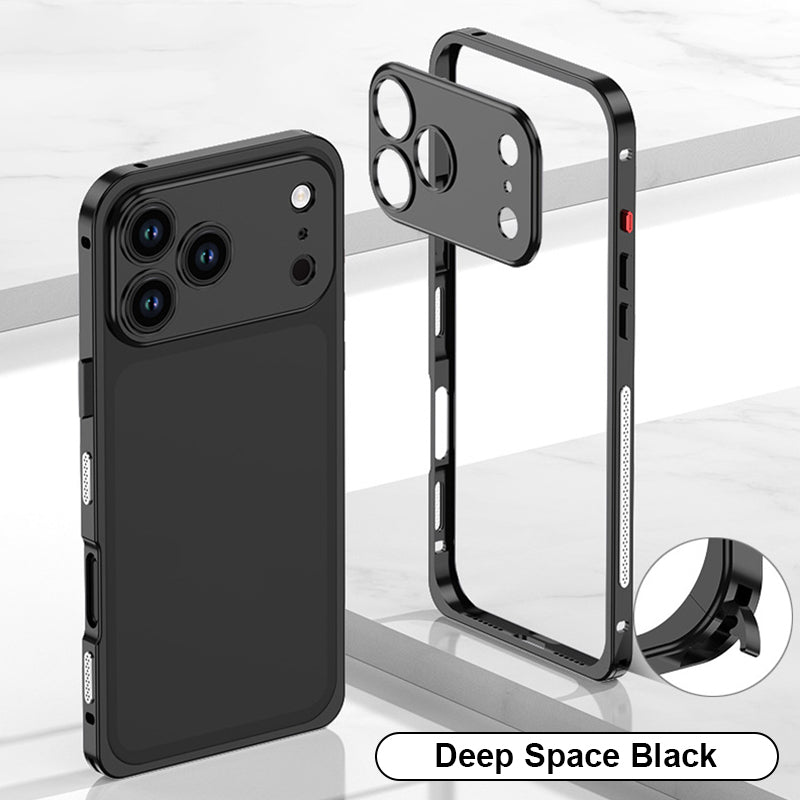 Custodia per cellulare con lente in metallo e telaio in lega di alluminio