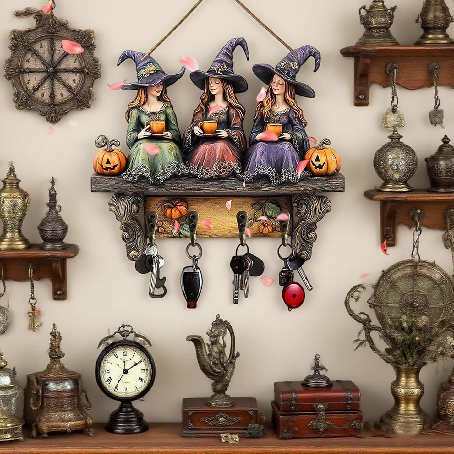 π2025 Halloween Strega Portachiavi Decorazione da Parete in Legno