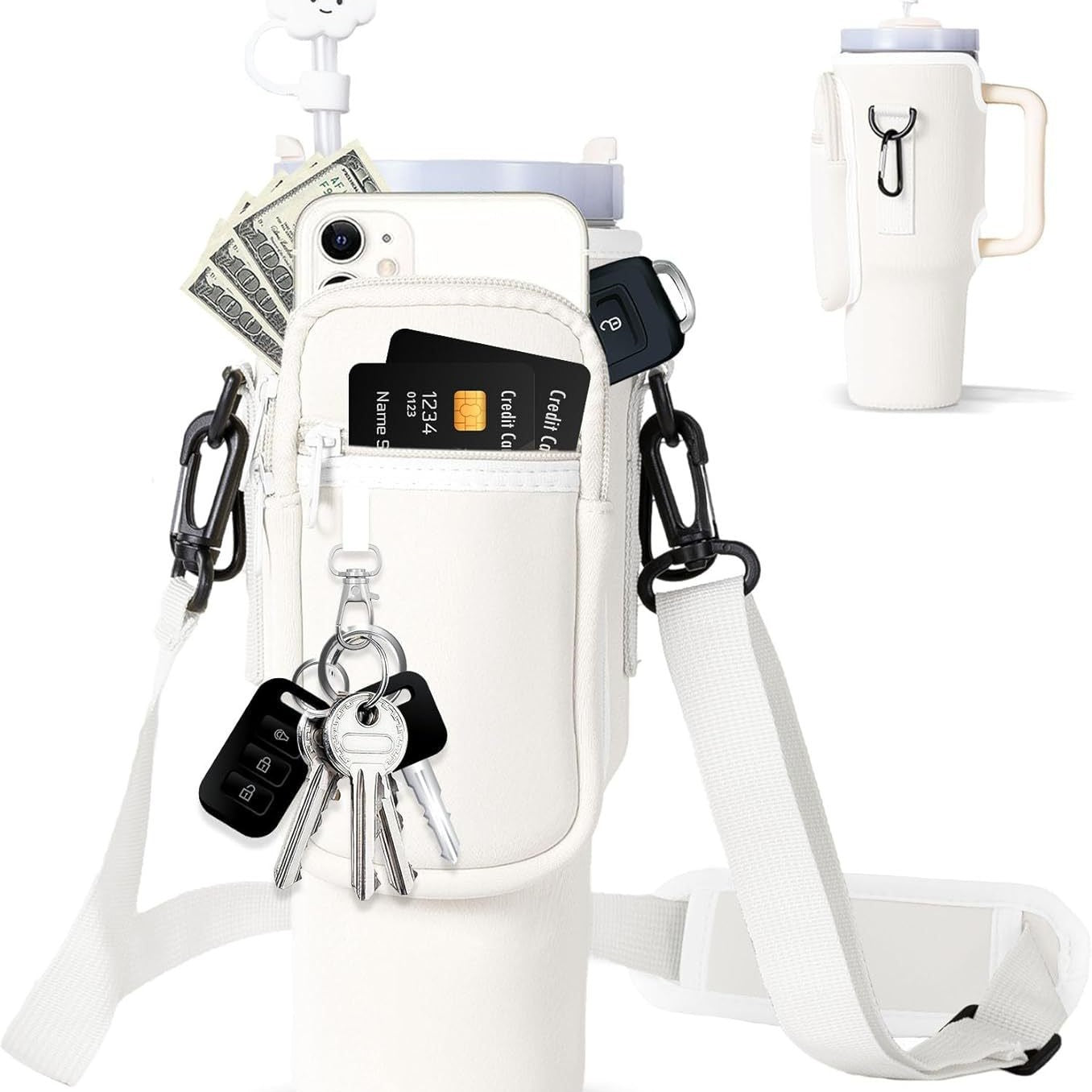 Borsa a tracolla regolabile con portabicchiere termico per 40 oz