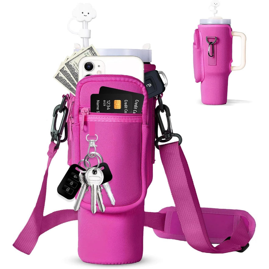 Borsa a tracolla regolabile con portabicchiere termico per 40 oz