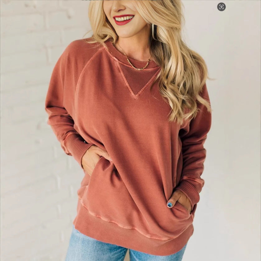 Maglia a coste con tasche da donna