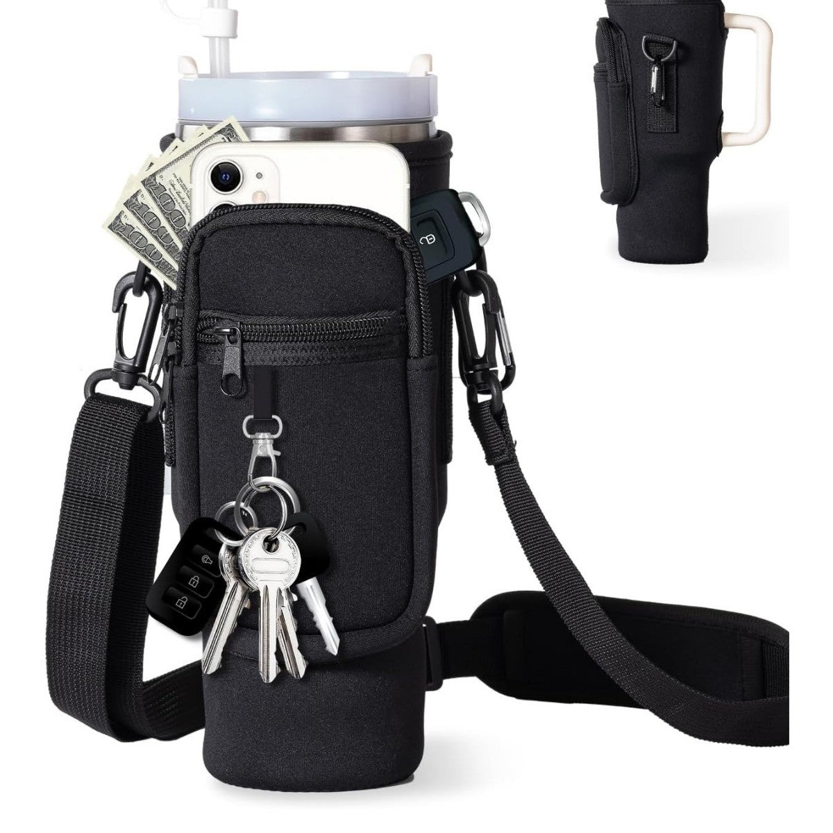 Borsa a tracolla regolabile con portabicchiere termico per 40 oz